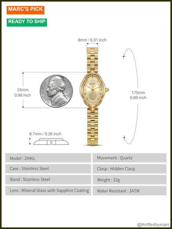 Dainty Vintage Watch Japanese Quartz Movement 3ATM Waterproof Stainless Steel main image 4